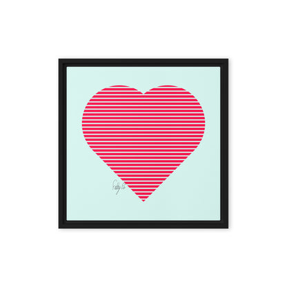 In love (passion heart stripes) framed canvas