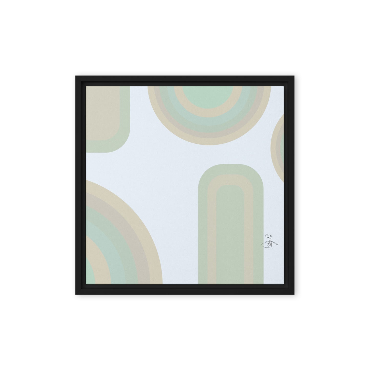 Neutral patterns blue framed canvas