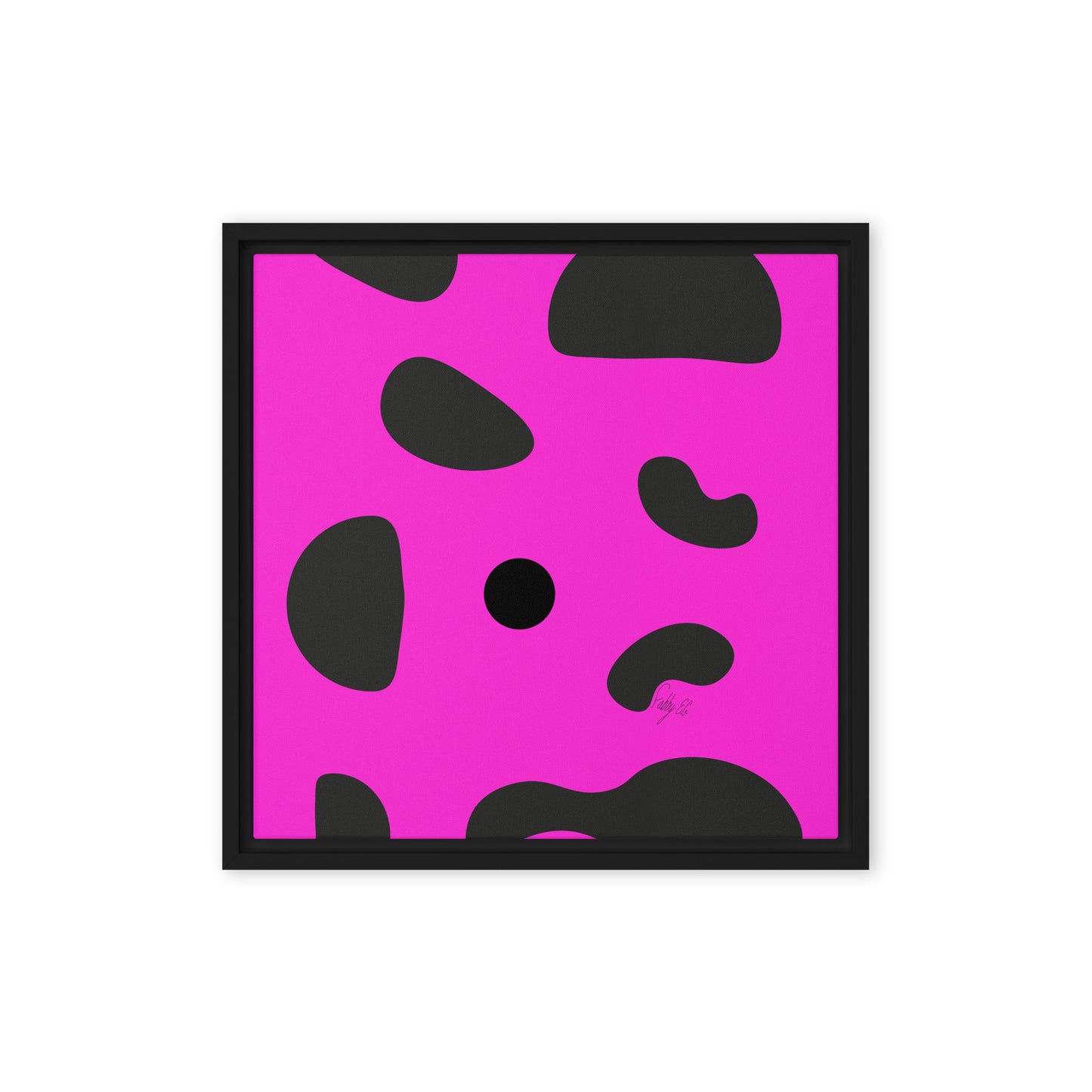 Dots pink framed canvas