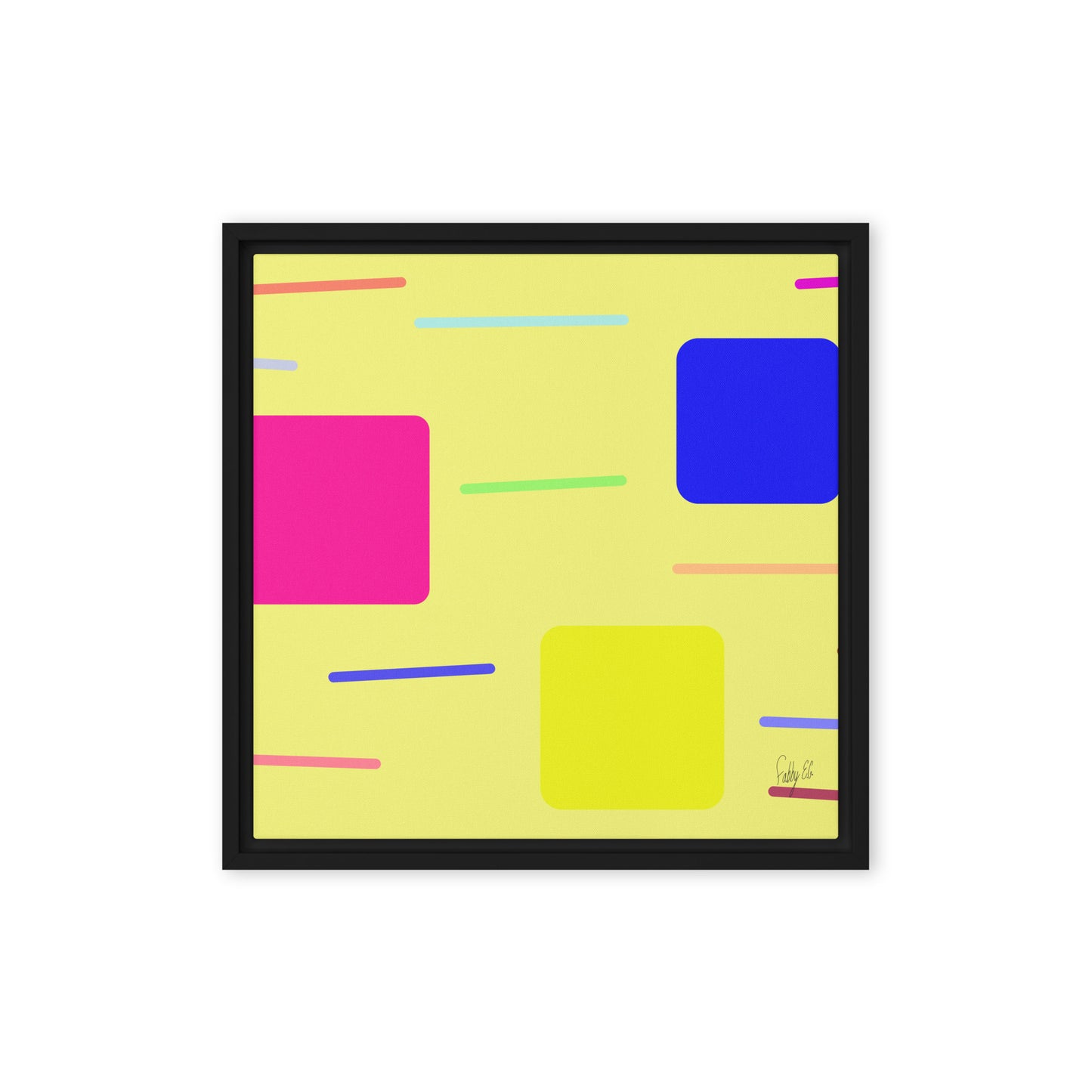 Time zone in a square yellow framed canvas