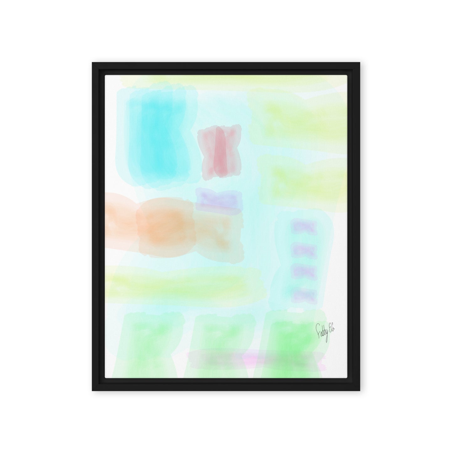 Watercolor abstract framed canvas