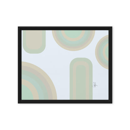 Neutral patterns blue framed canvas