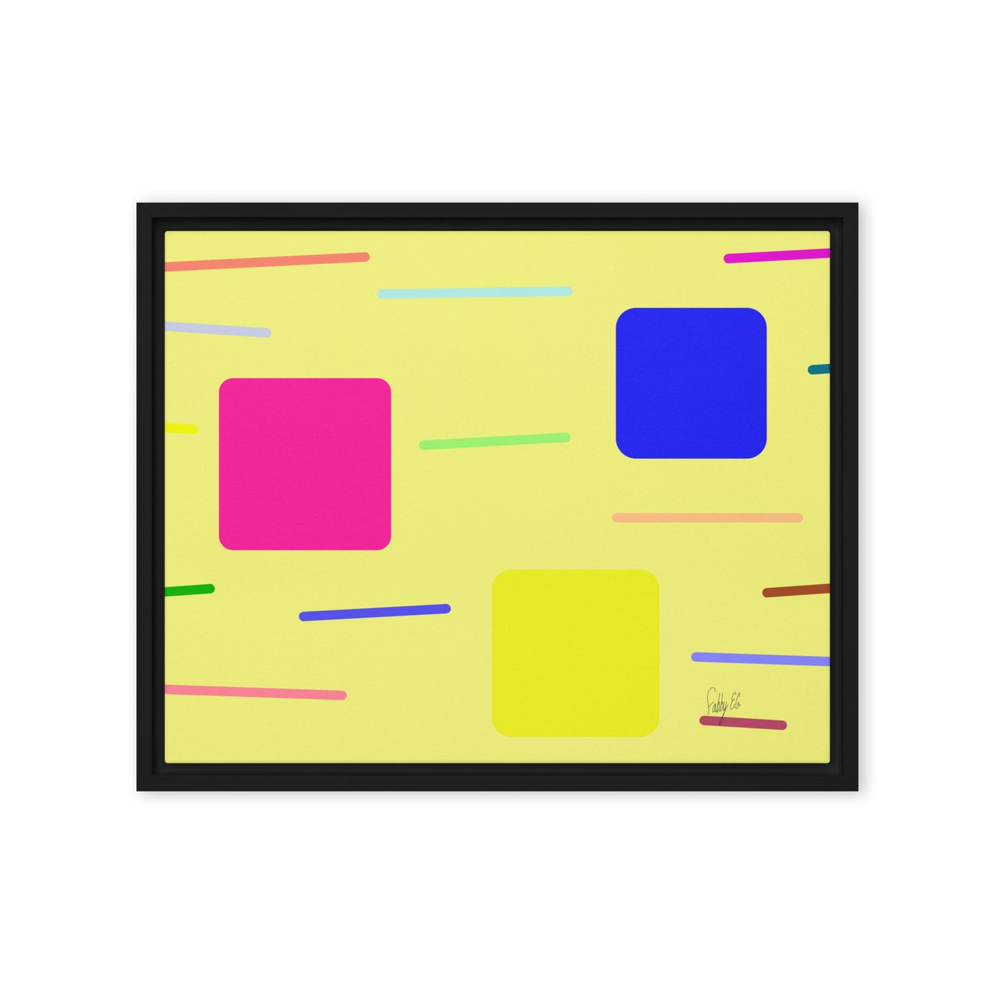 Time zone in a square yellow framed canvas