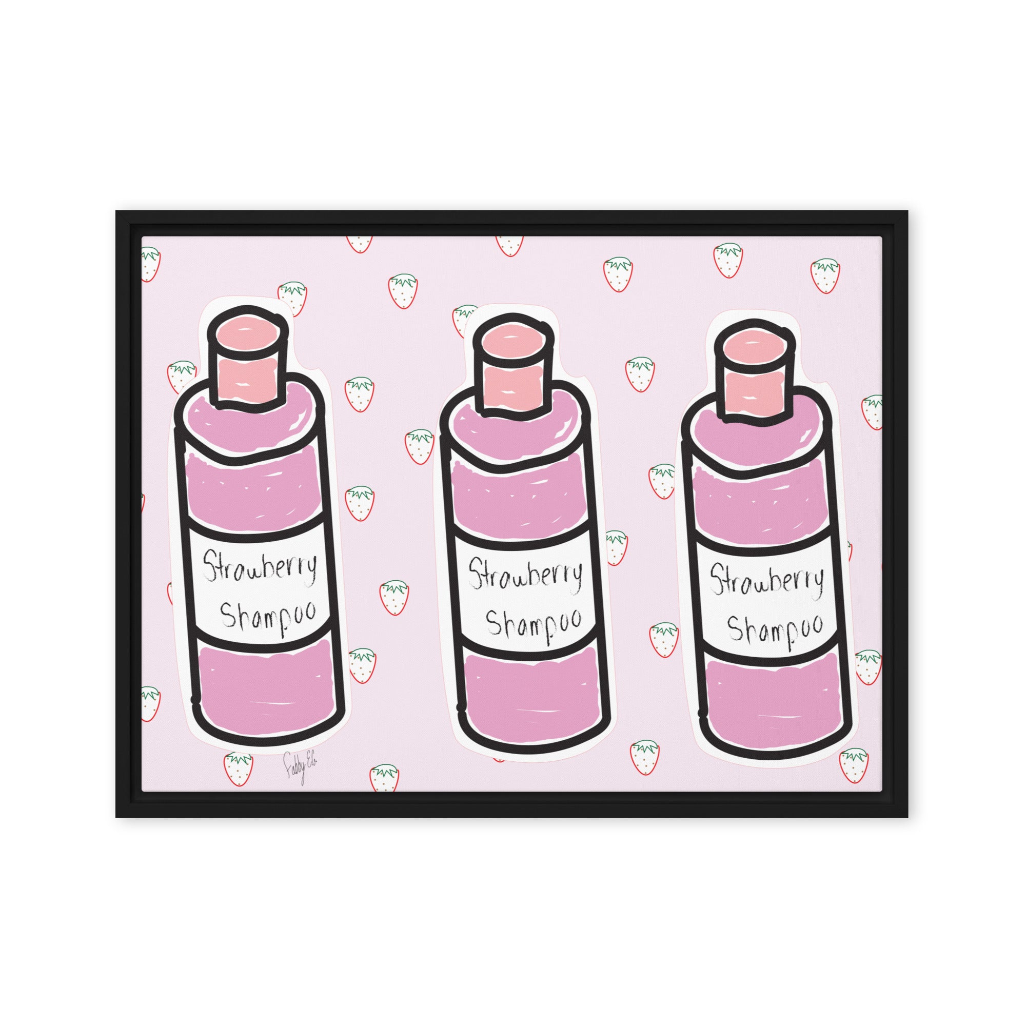 Strawberry shampoo framed canvas