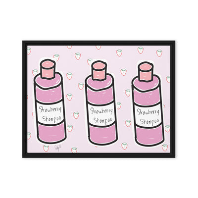 Strawberry shampoo framed canvas