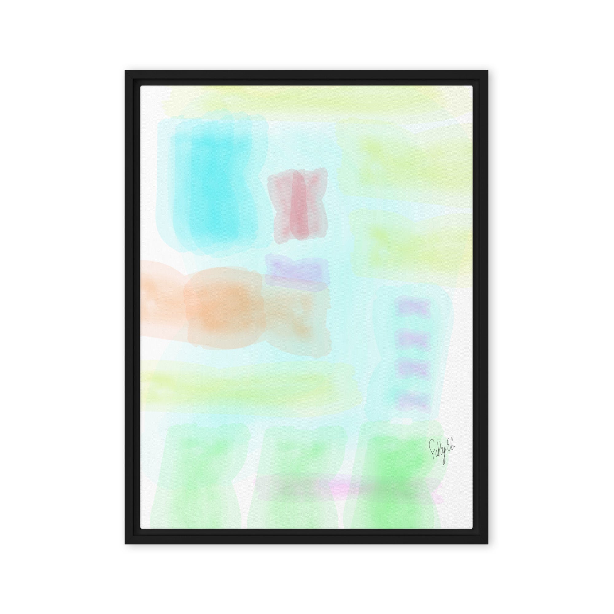Watercolor abstract framed canvas
