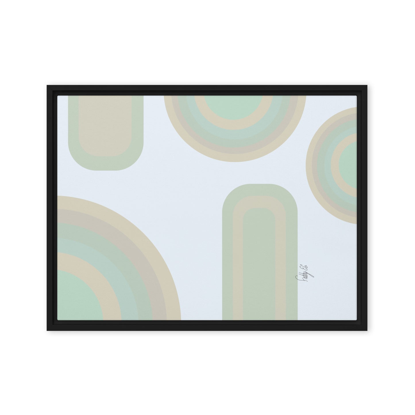 Neutral patterns blue framed canvas