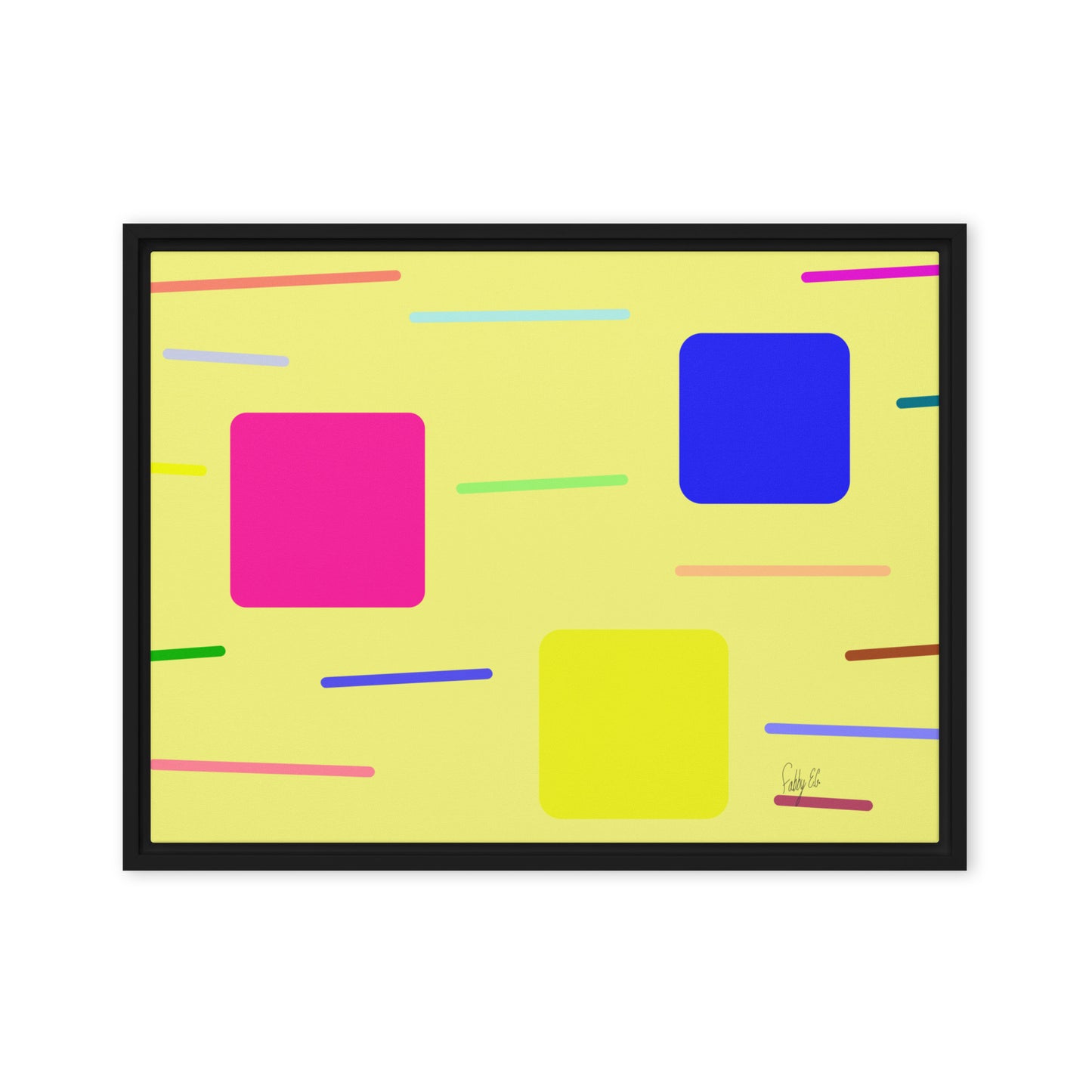 Time zone in a square yellow framed canvas