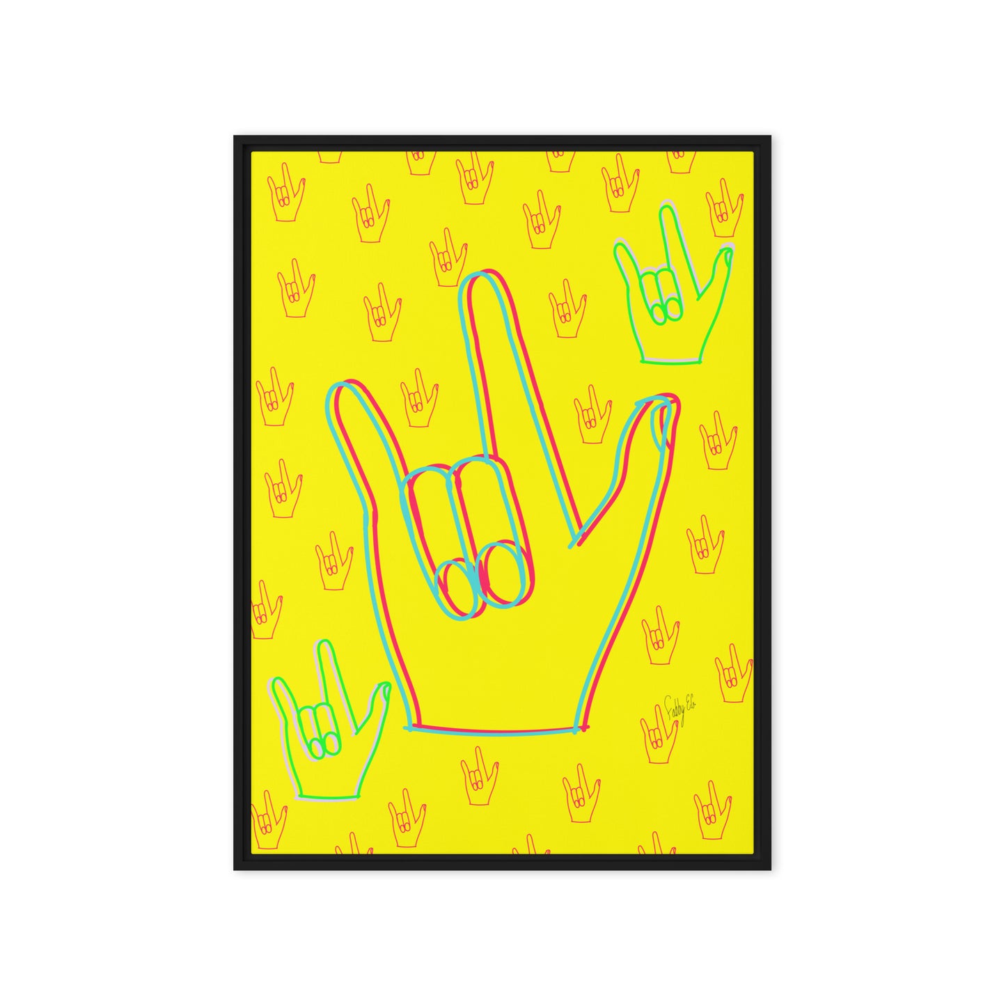 I love you sign language framed canvas