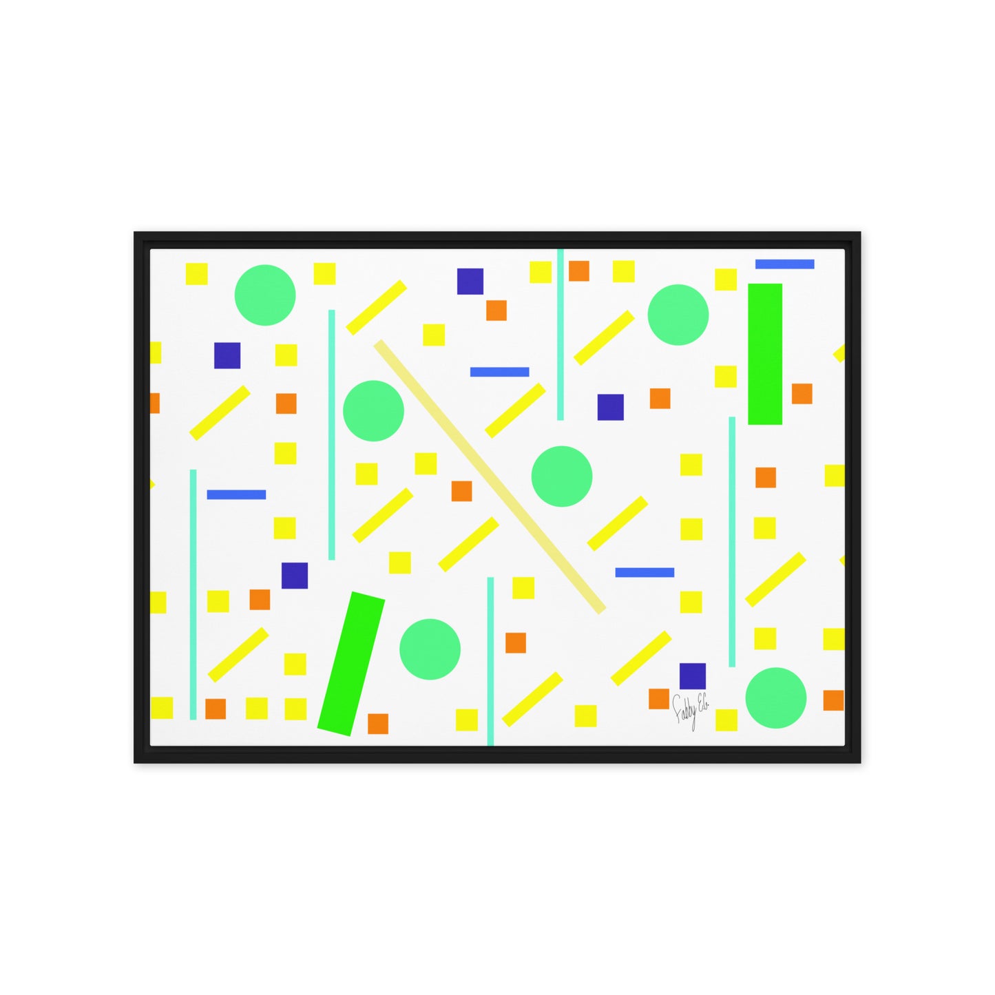 Squares and petite rectangles (white) framed canvas