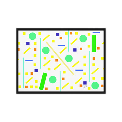 Squares and petite rectangles (white) framed canvas