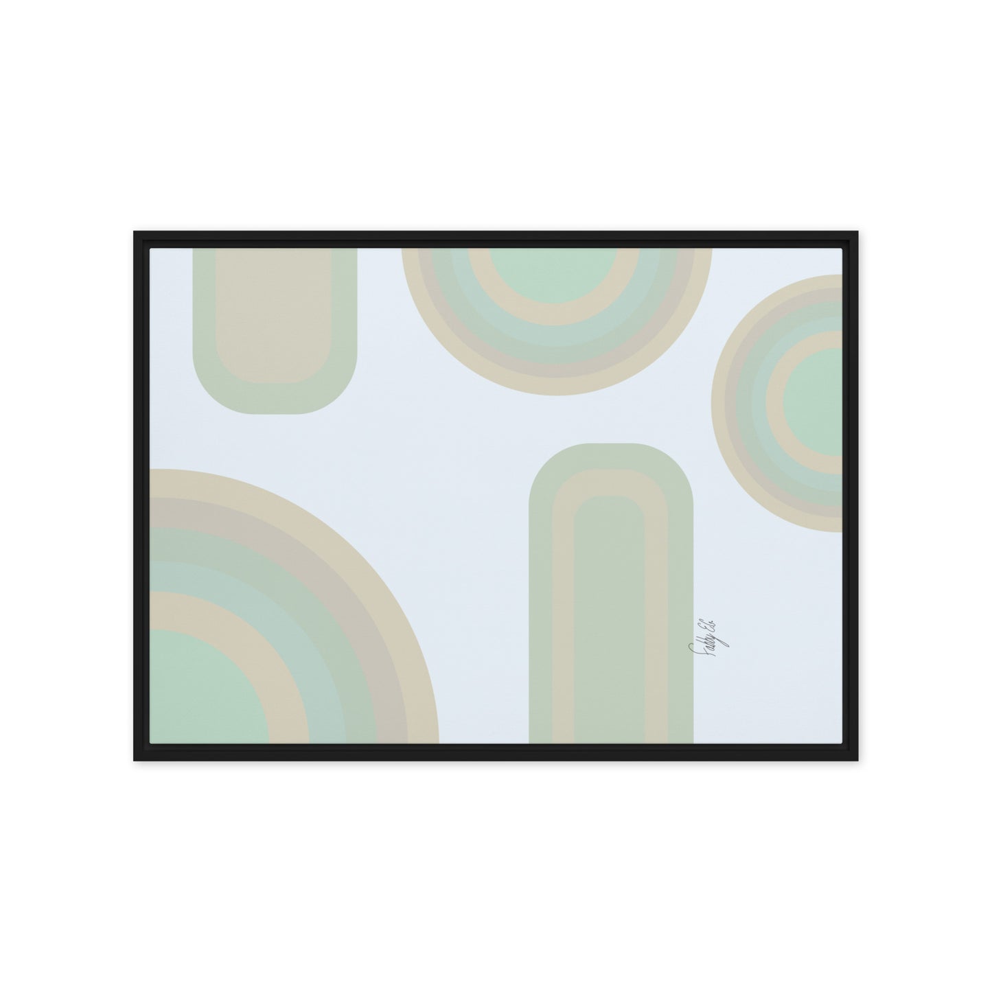 Neutral patterns blue framed canvas