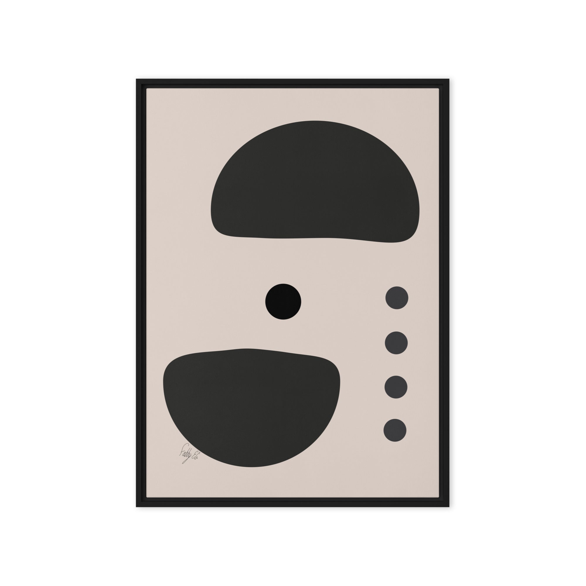 Dots taking sides Light pale framed canvas