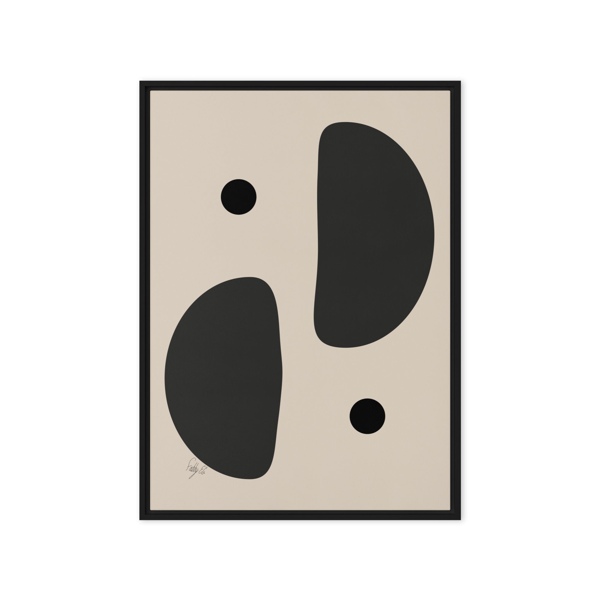 Mirror effect dots pale framed canvas