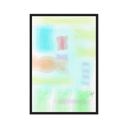 Watercolor abstract framed canvas