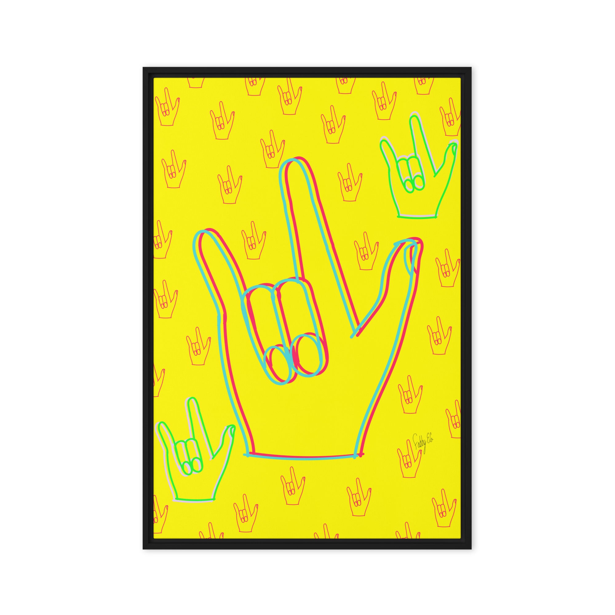 I love you sign language framed canvas