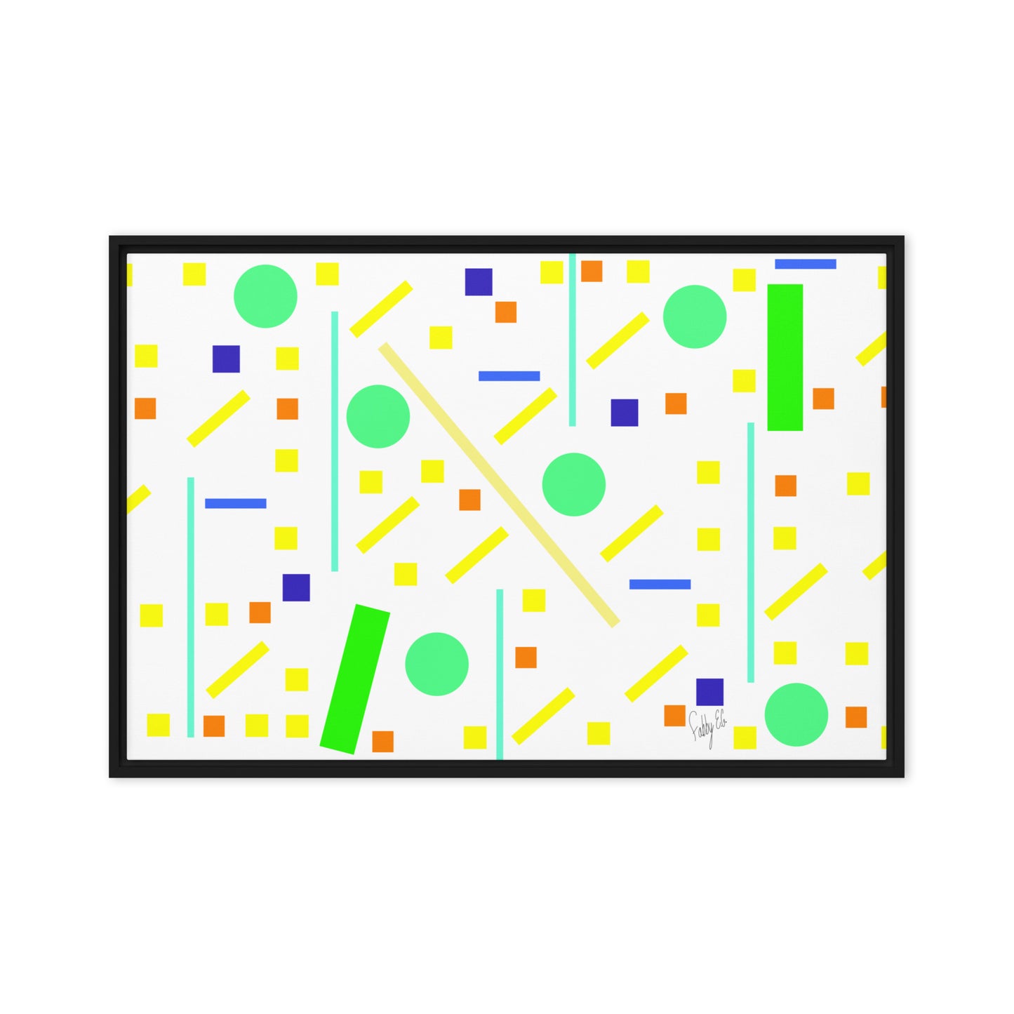 Squares and petite rectangles (white) framed canvas