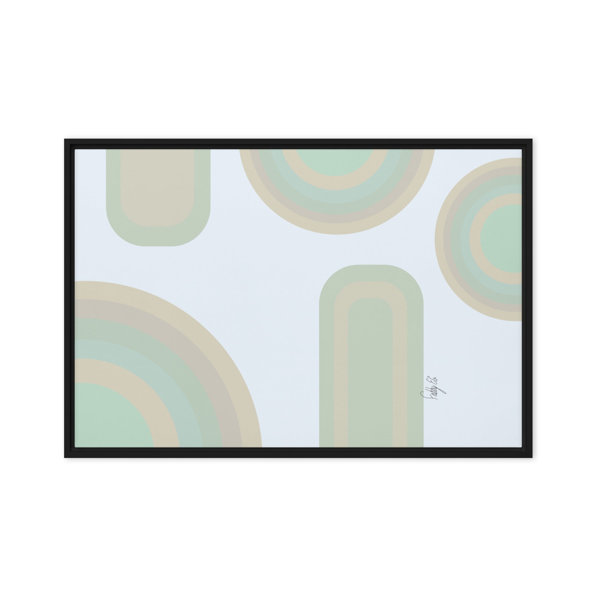 Neutral patterns blue framed canvas