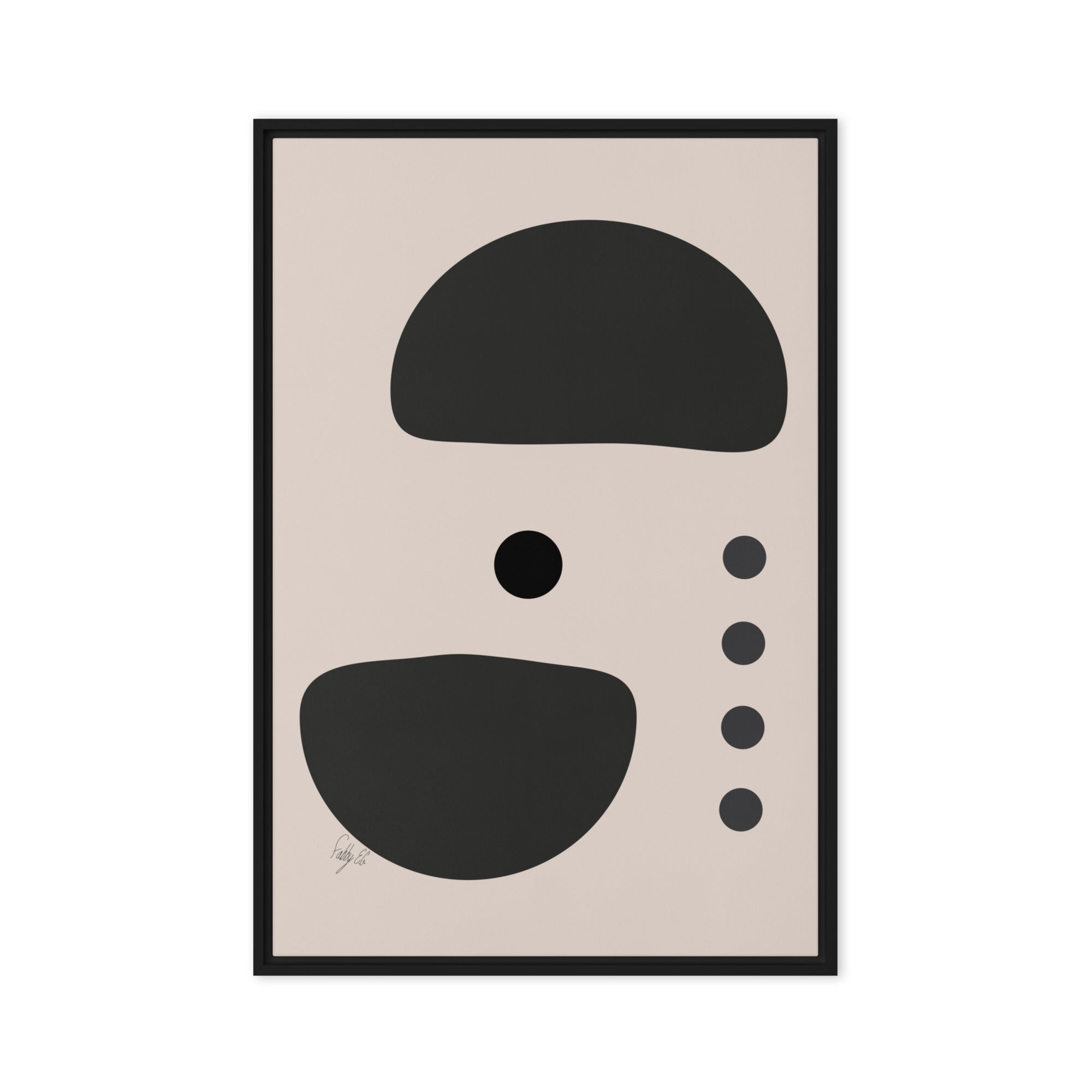 Dots taking sides Light pale framed canvas