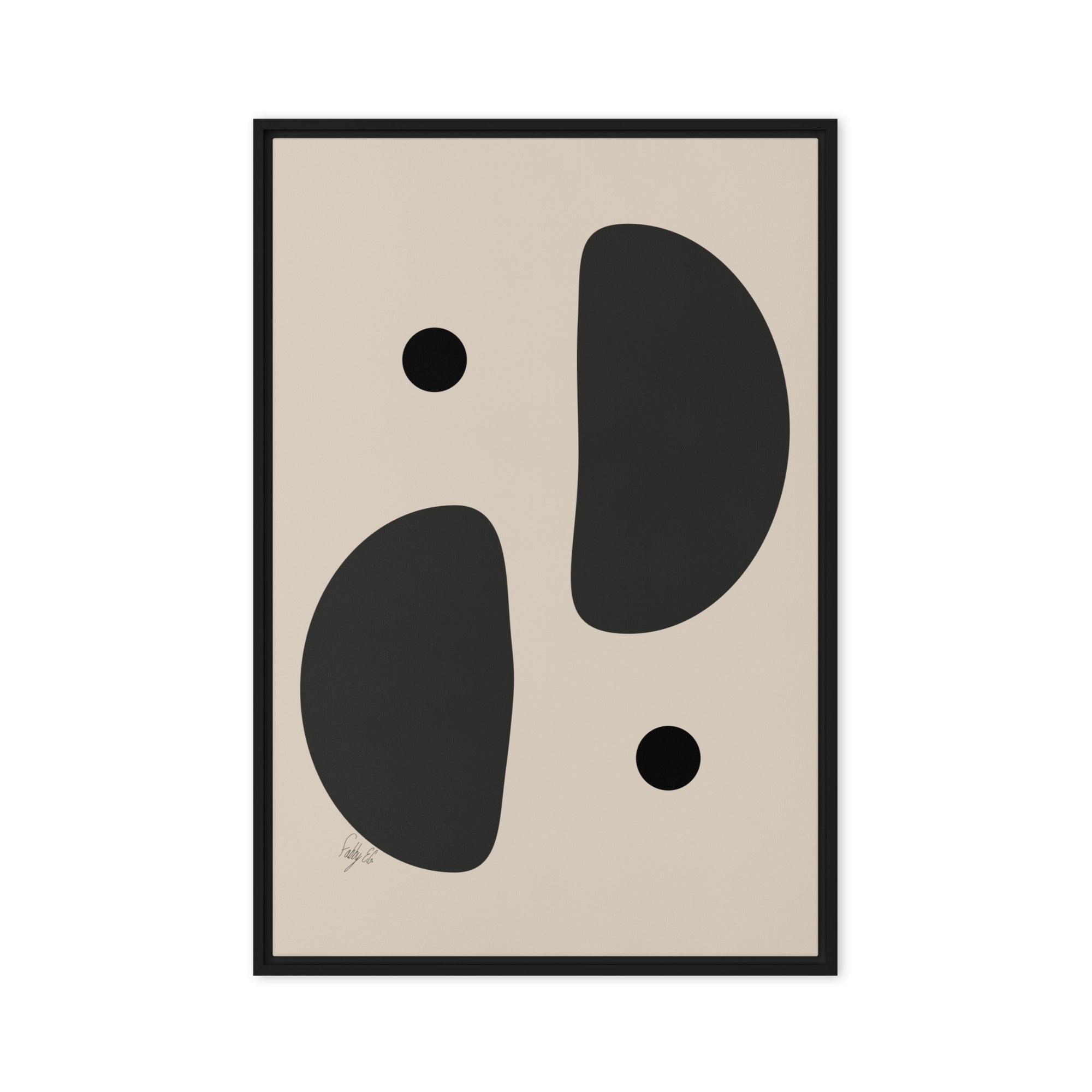 Mirror effect dots pale framed canvas