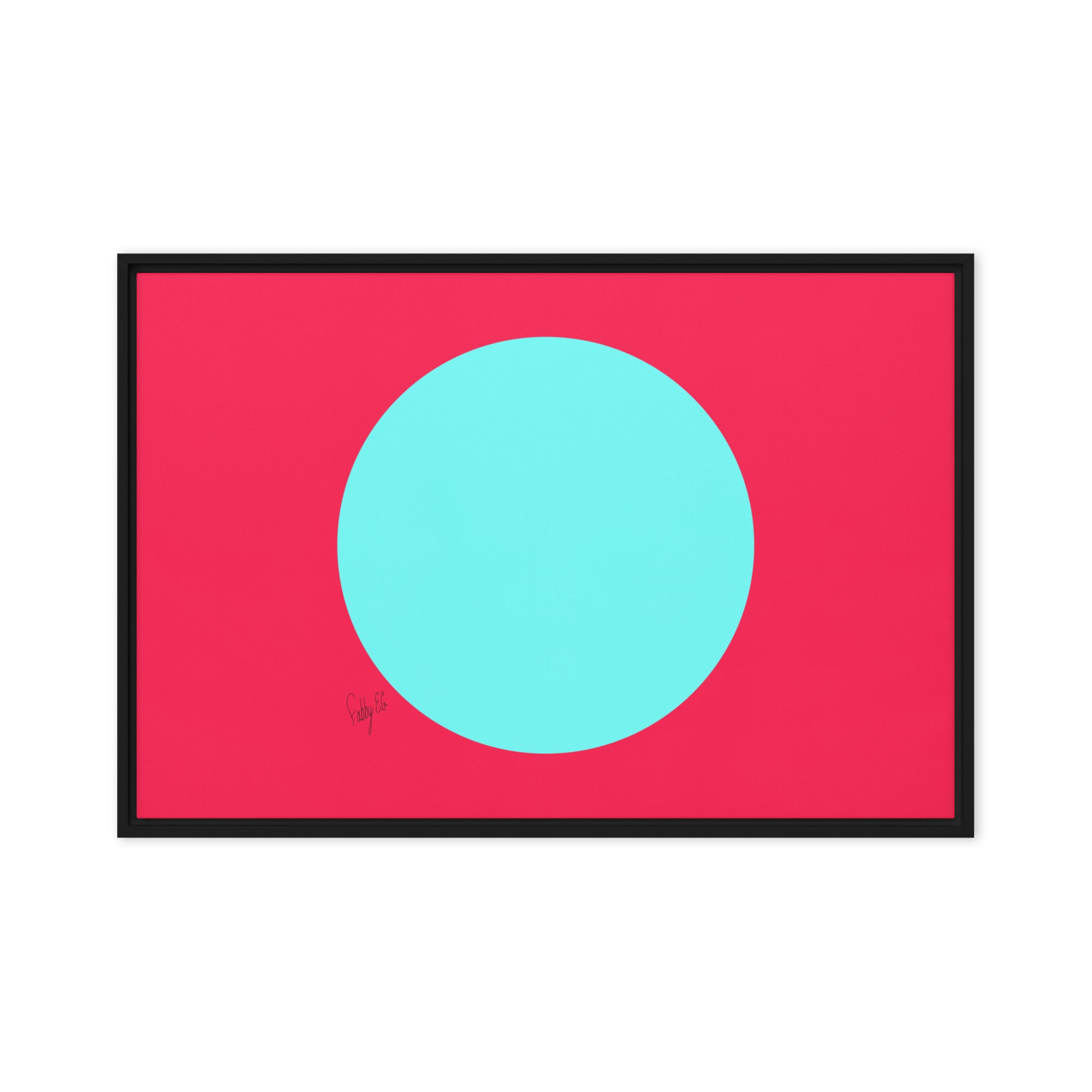 Circling around pink framed canvas