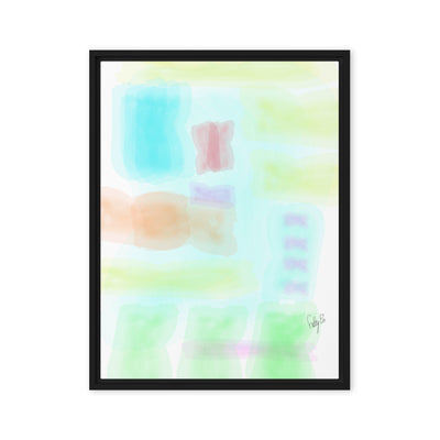 Watercolor abstract framed canvas