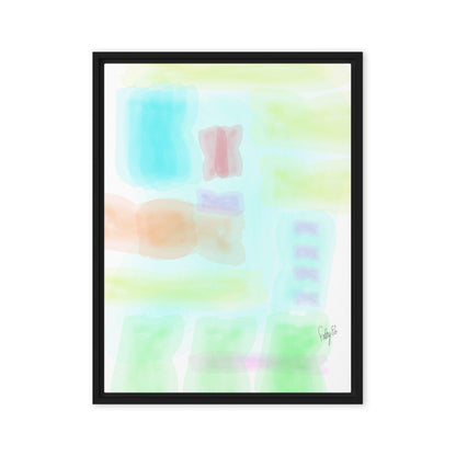 Watercolor abstract framed canvas