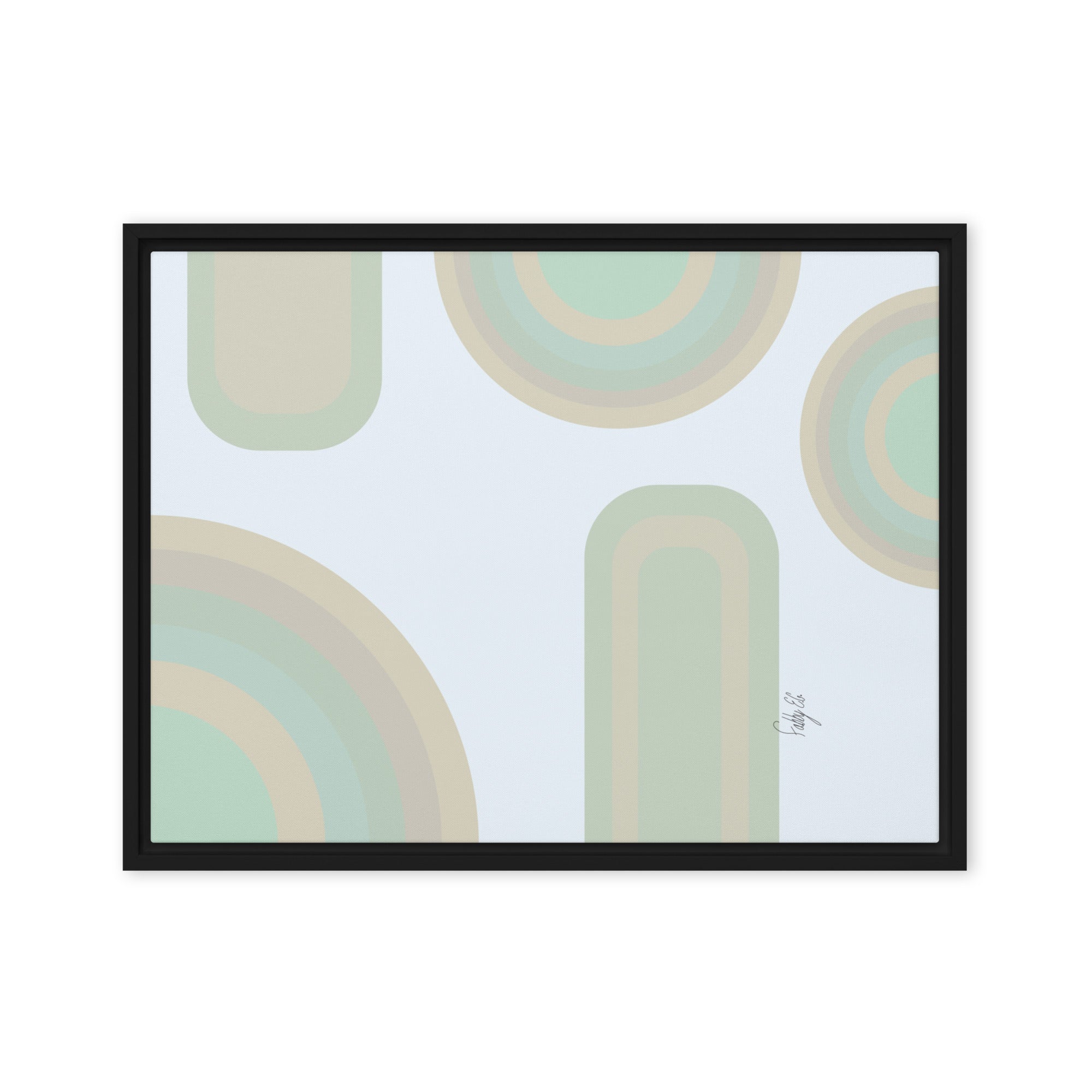 Neutral patterns blue framed canvas