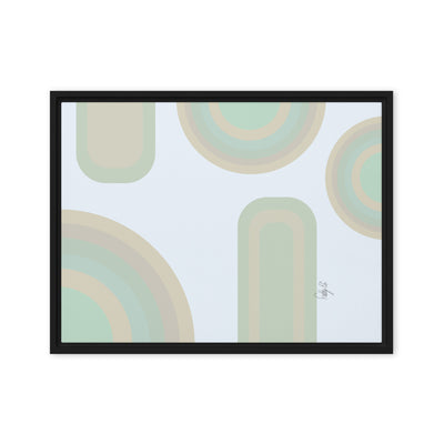 Neutral patterns blue framed canvas