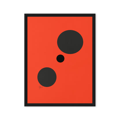 Dots orange framed canvas