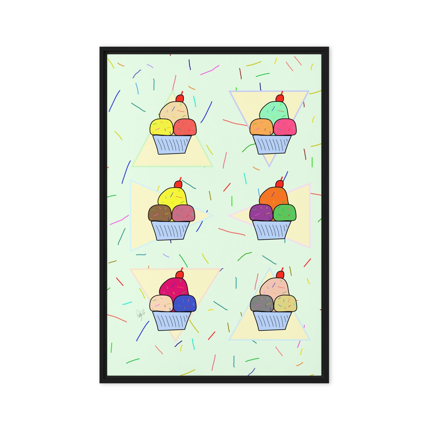 Ice cream time framed canvas