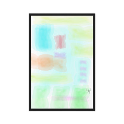 Watercolor abstract framed canvas