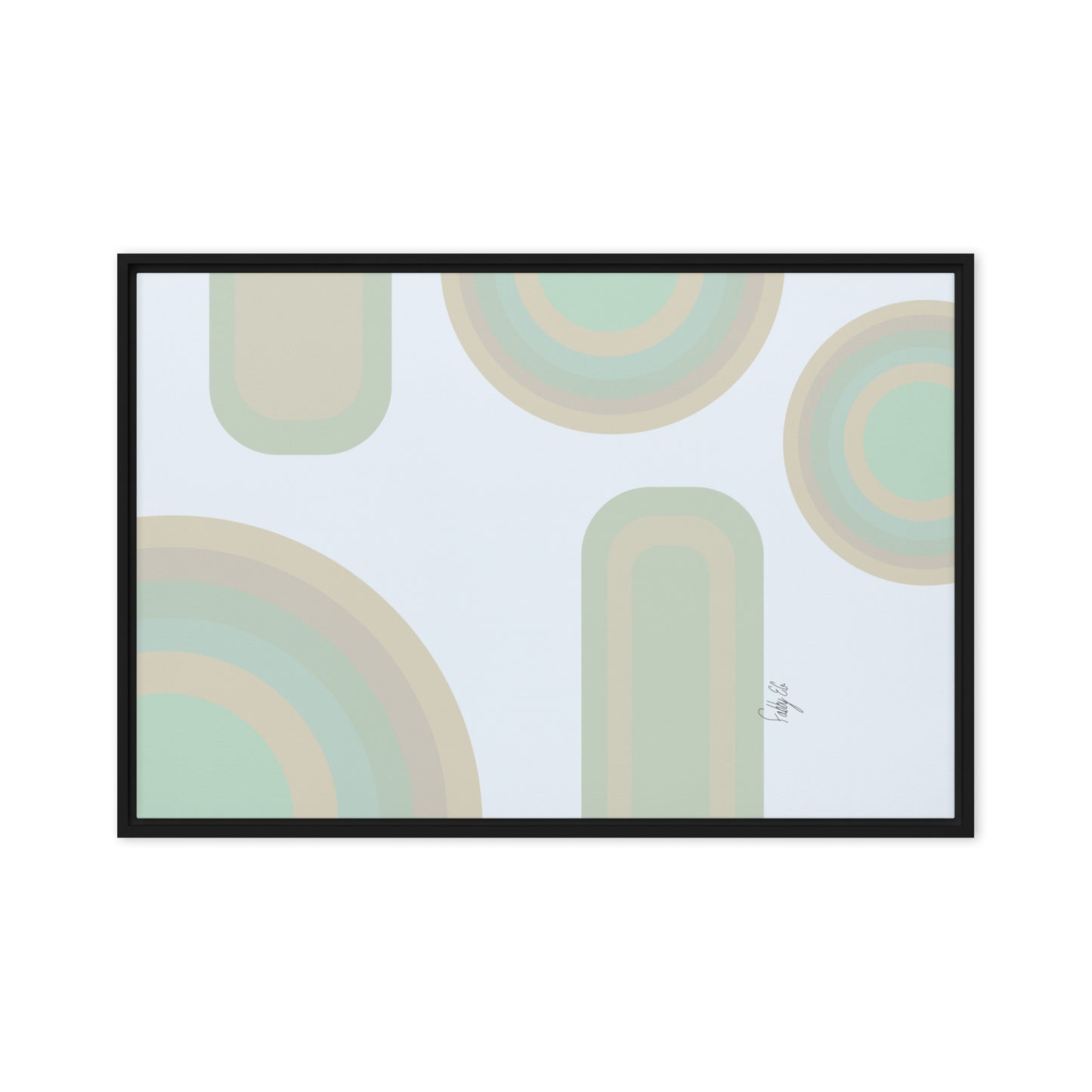 Neutral patterns blue framed canvas