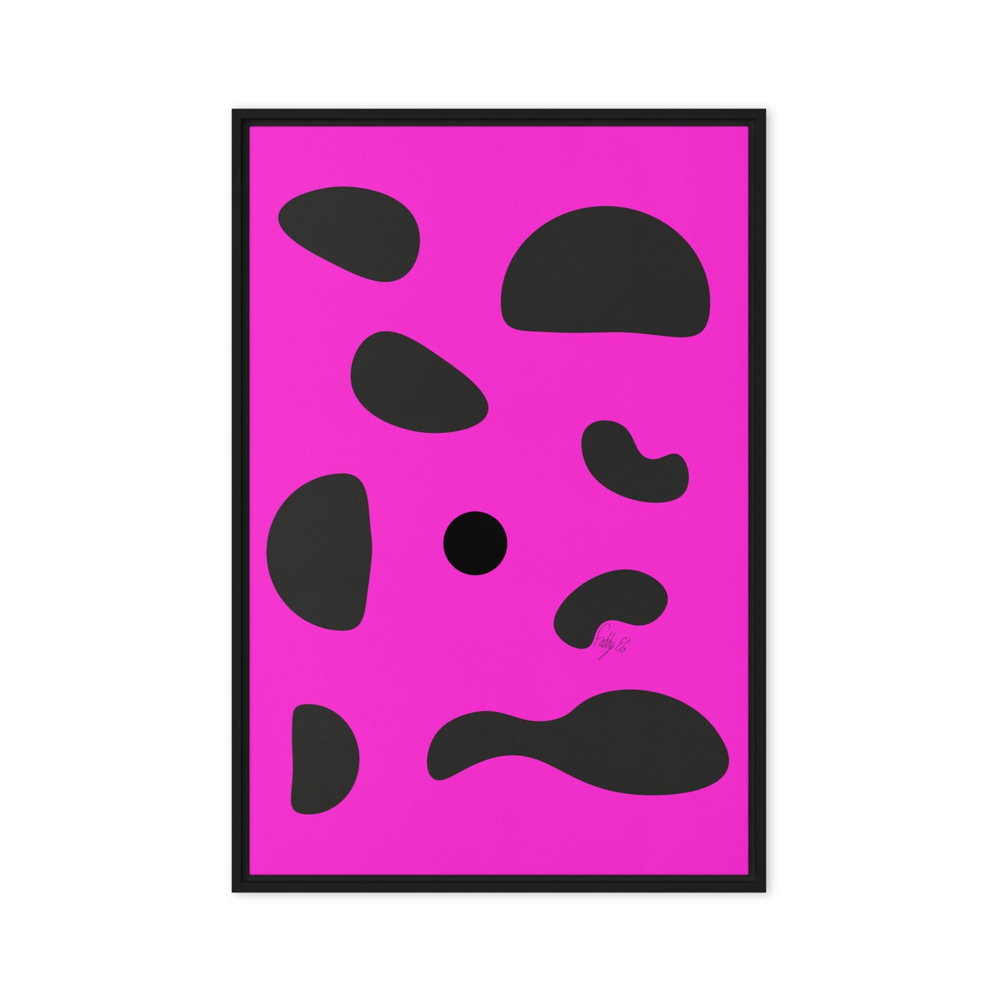 Dots pink framed canvas