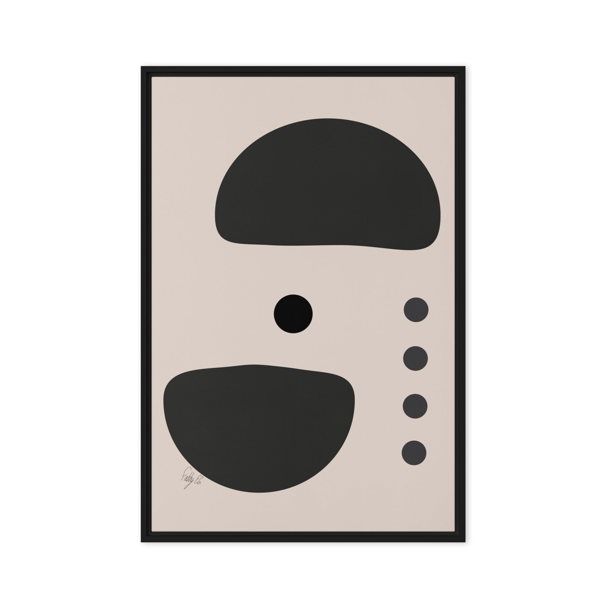 Dots taking sides Light pale framed canvas