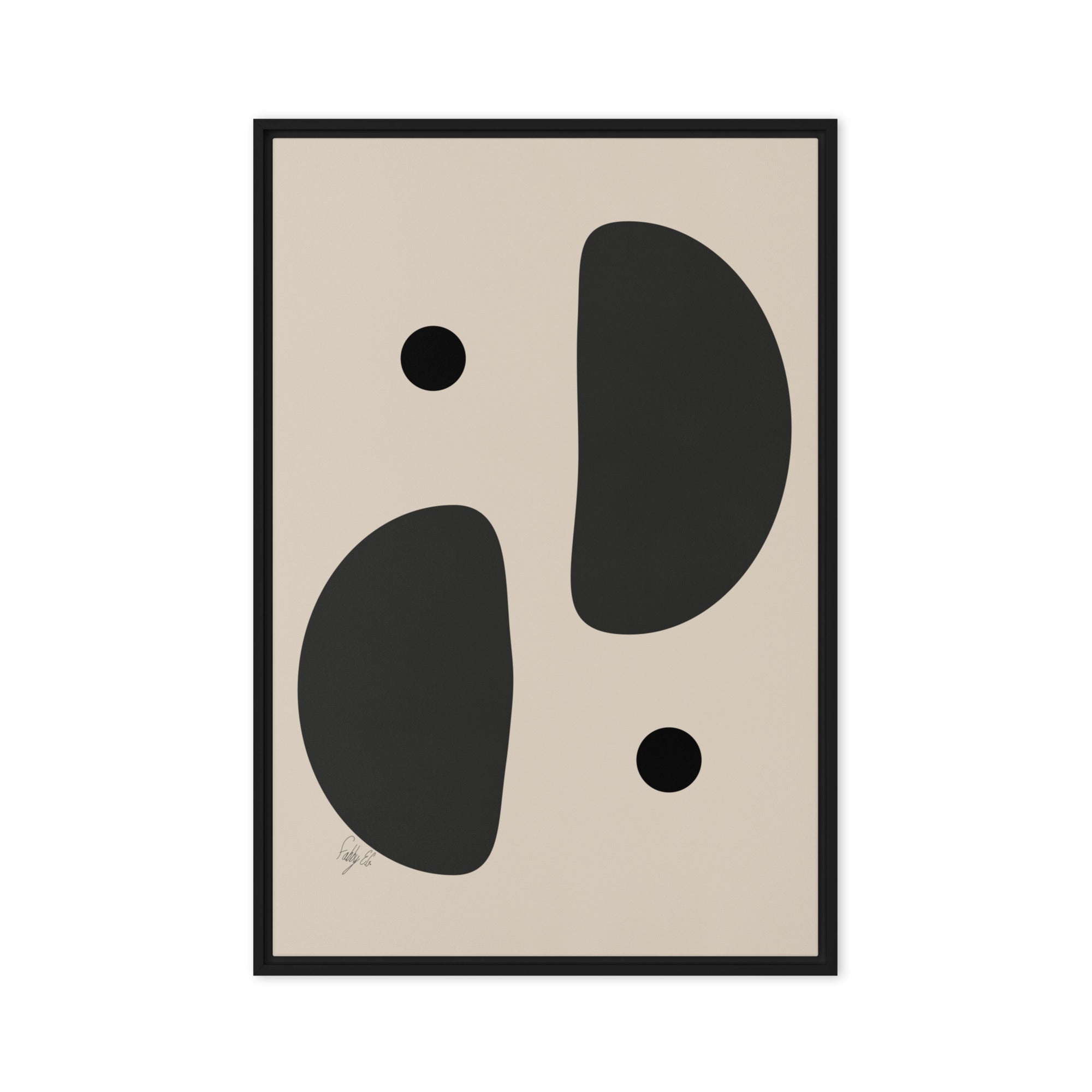 Mirror effect dots pale framed canvas