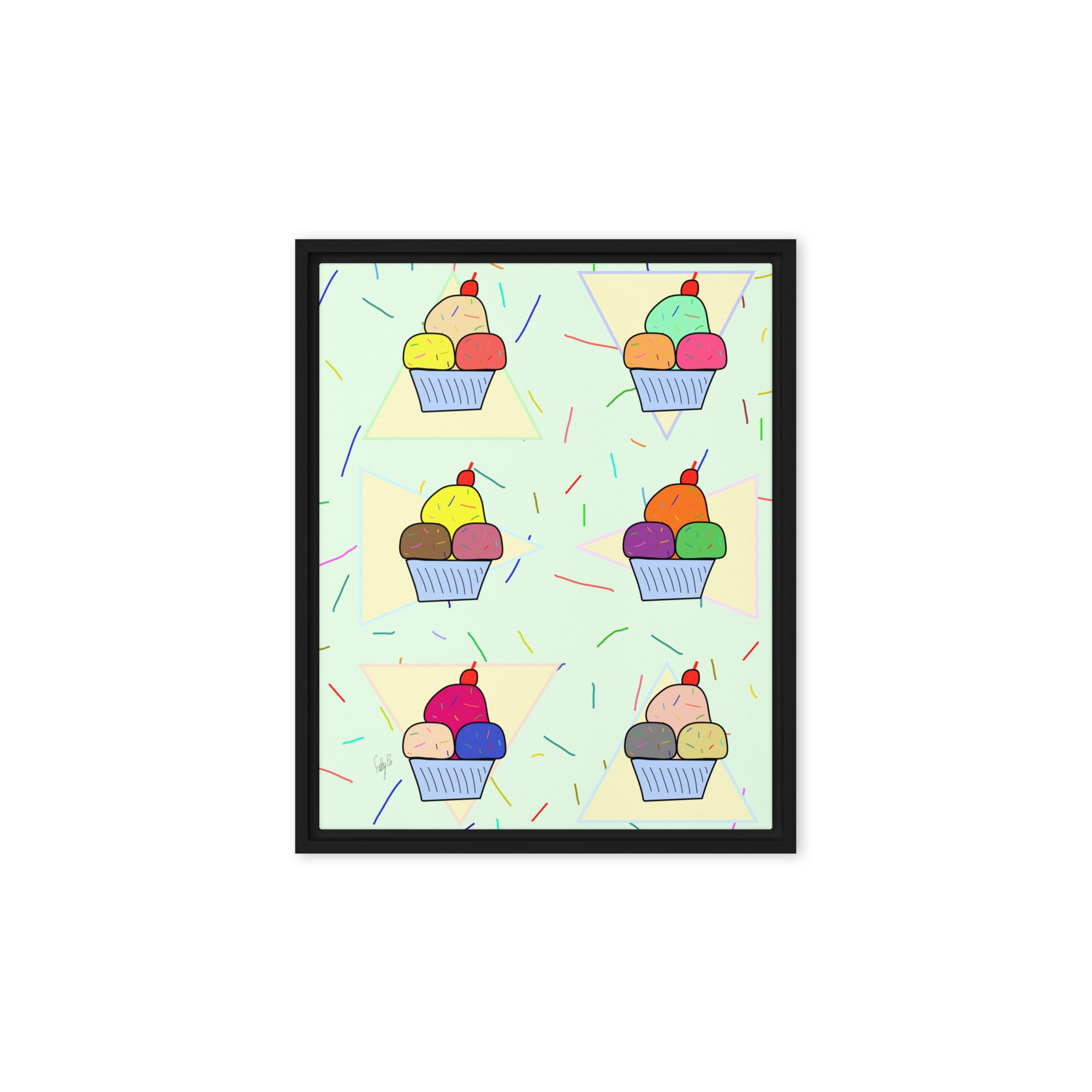 Ice cream time framed canvas