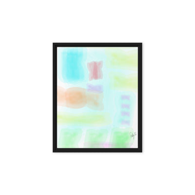Watercolor abstract framed canvas