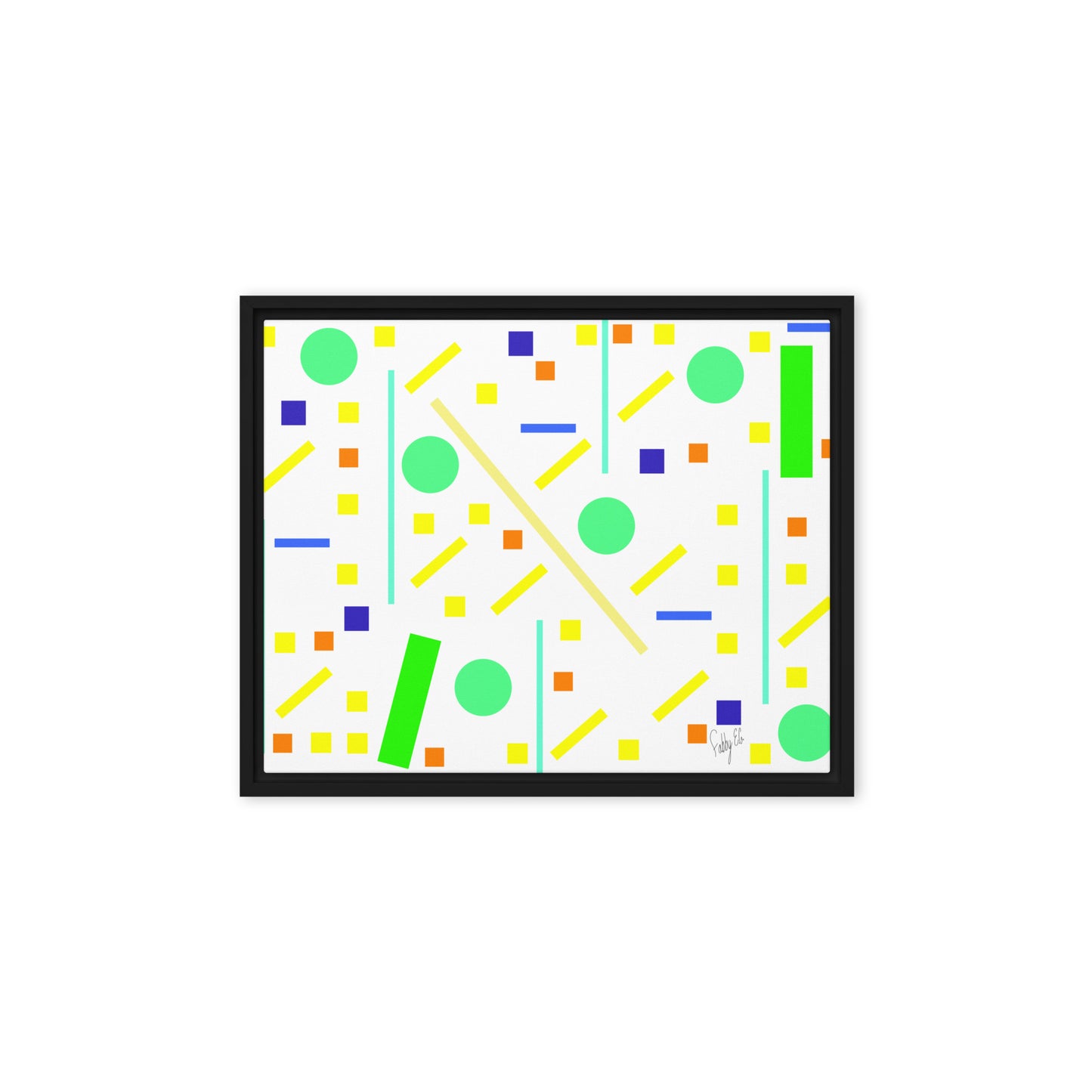 Squares and petite rectangles (white) framed canvas