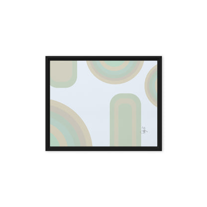 Neutral patterns blue framed canvas