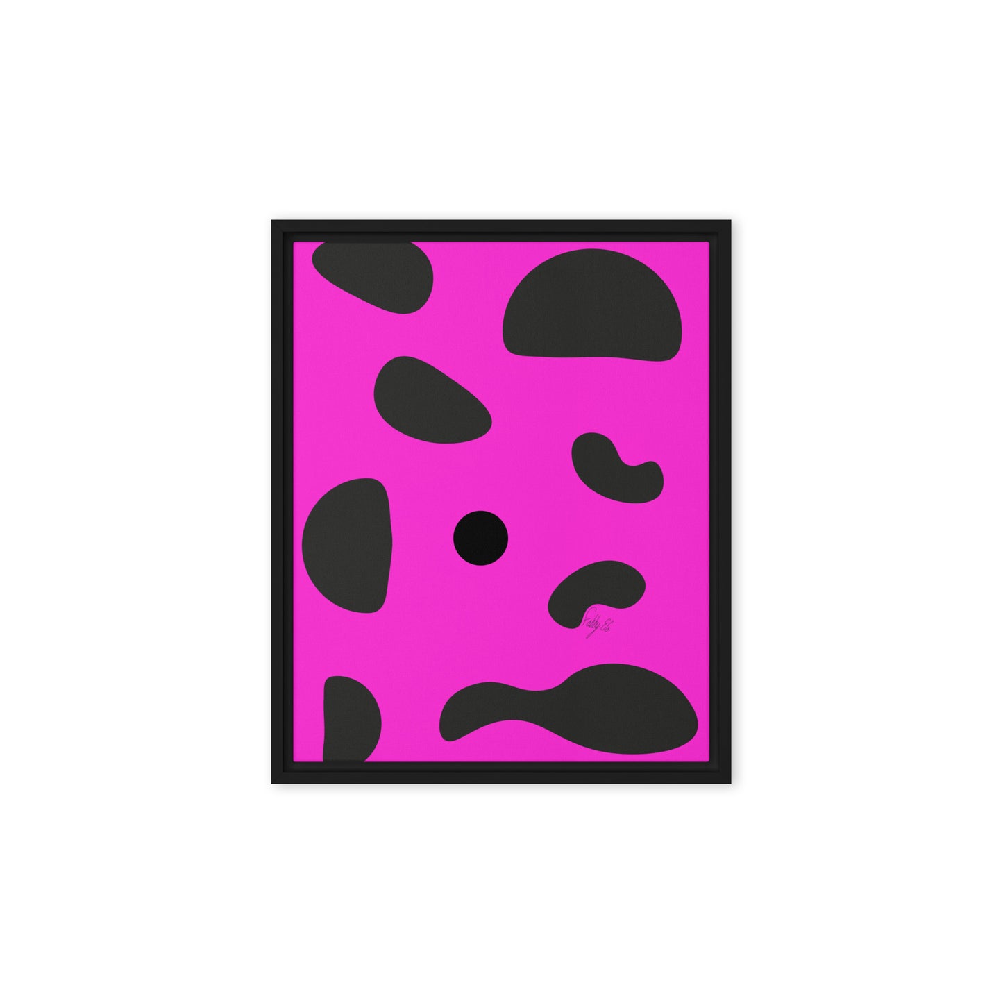 Dots pink framed canvas