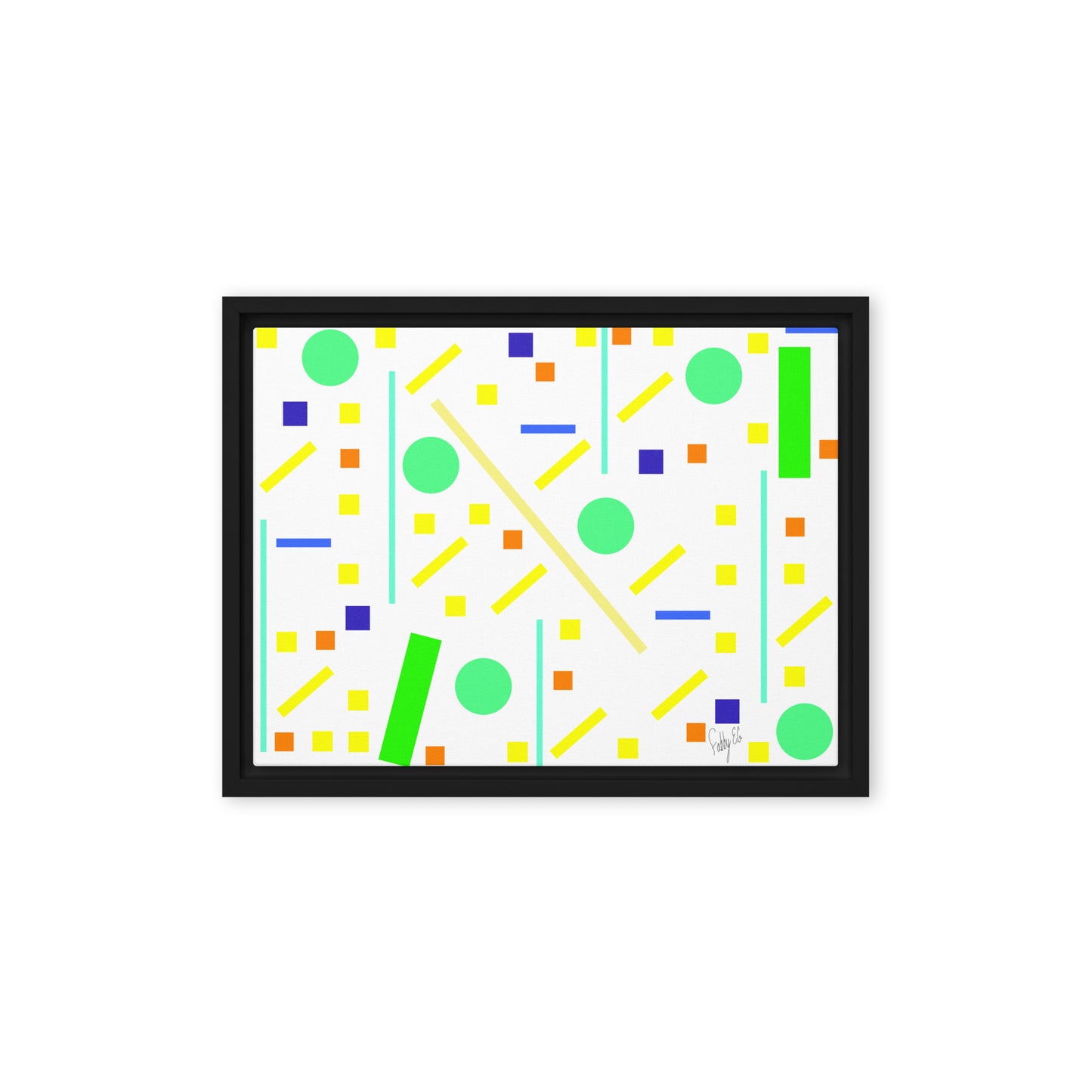 Squares and petite rectangles (white) framed canvas