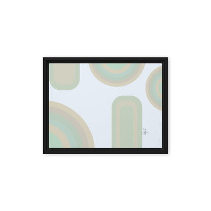 Neutral patterns blue framed canvas