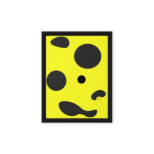 Dots yellow framed canvas