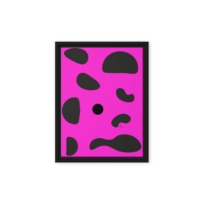 Dots pink framed canvas