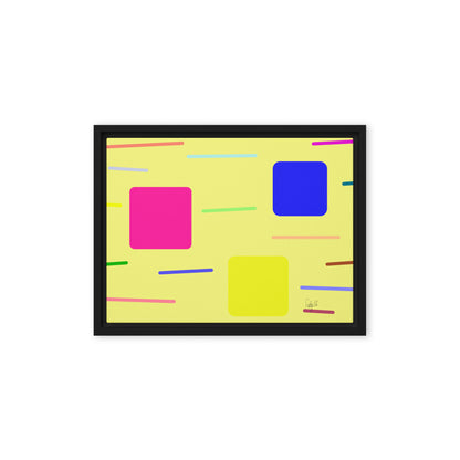 Time zone in a square yellow framed canvas