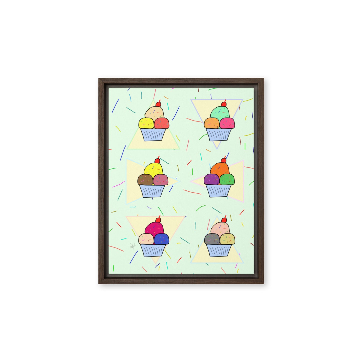 Ice cream time framed canvas