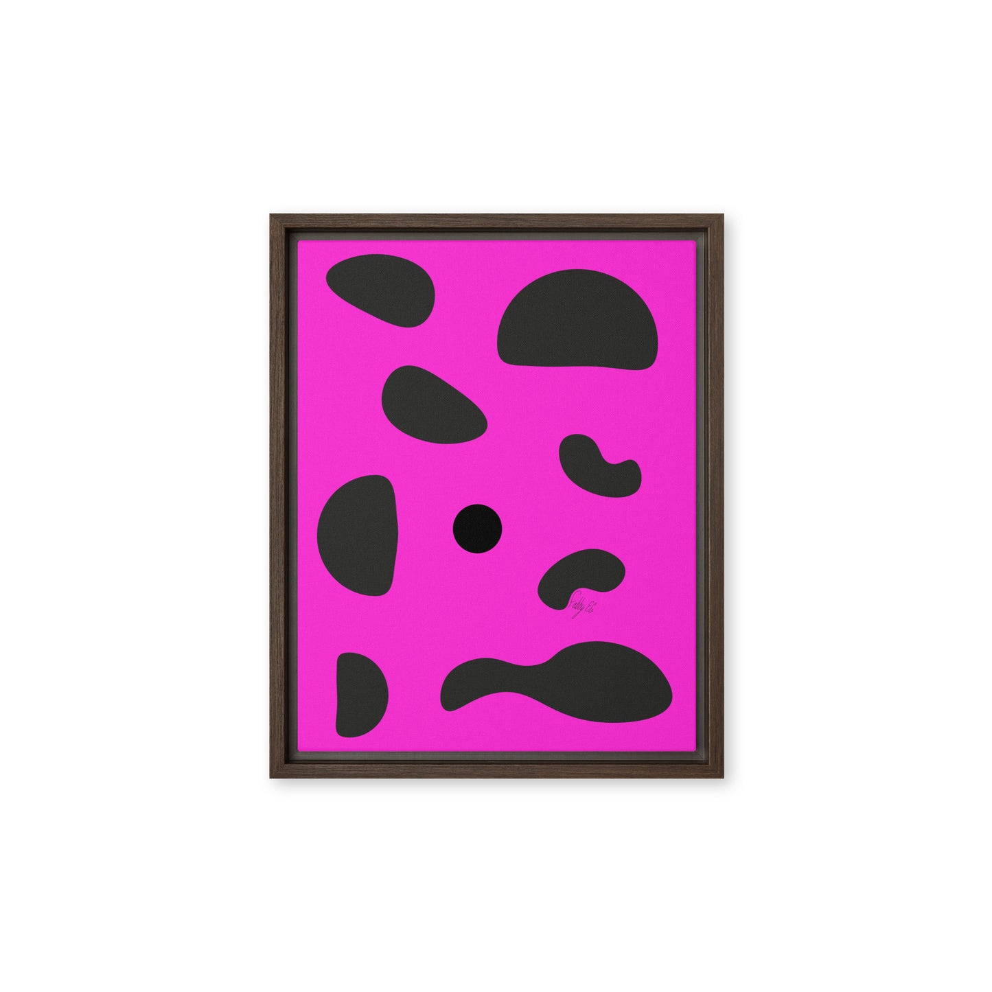 Dots pink framed canvas