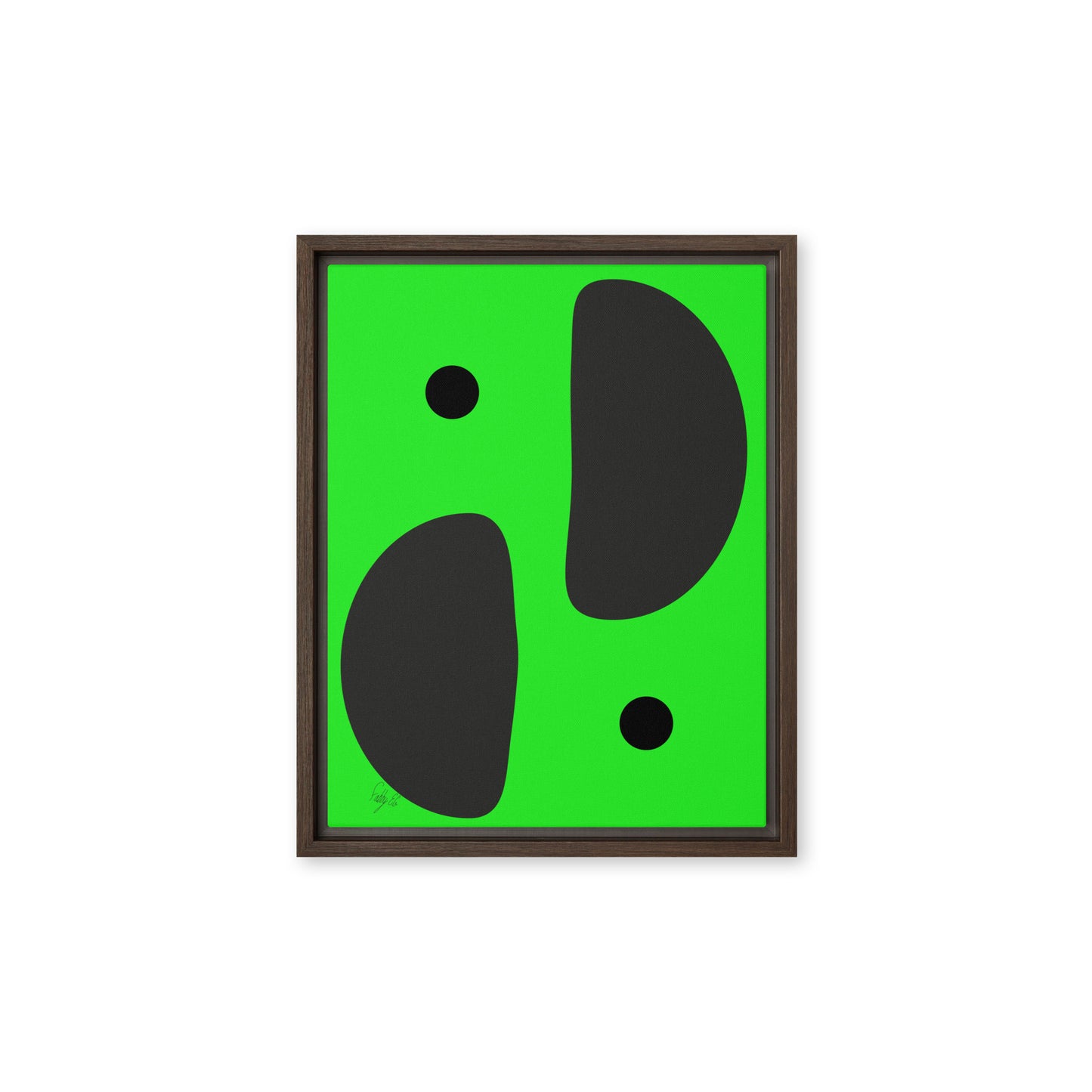 Mirror effect dots green framed canvas