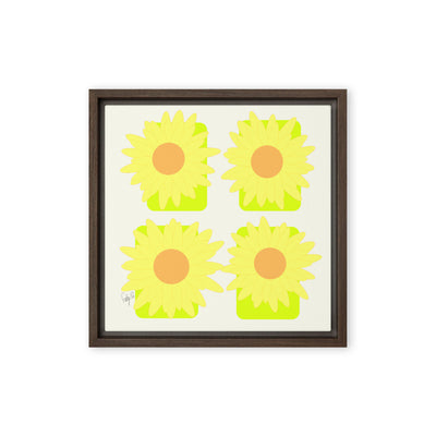 Sunflower squares framed canvas